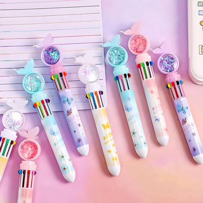 Butterfly Pen | Multi Color Pens 10- in-1 | Stationery Gift | Kawaii Stationery| Cute Pens | Novelty Pen | Gifts for friends| Gifts for kids