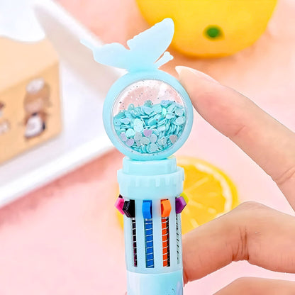Butterfly Pen | Multi Color Pens 10- in-1 | Stationery Gift | Kawaii Stationery| Cute Pens | Novelty Pen | Gifts for friends| Gifts for kids