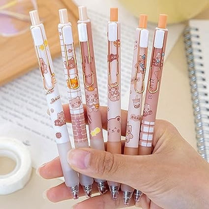 Cute pens Kawaii Bear | Little brown bear stationary| cute kawaii kitsch| 0.5mm black gel ink clicker pen duo| kawaii pen| school stationery
