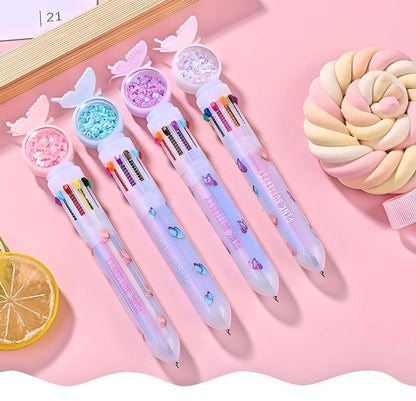 Butterfly Pen | Multi Color Pens 10- in-1 | Stationery Gift | Kawaii Stationery| Cute Pens | Novelty Pen | Gifts for friends| Gifts for kids