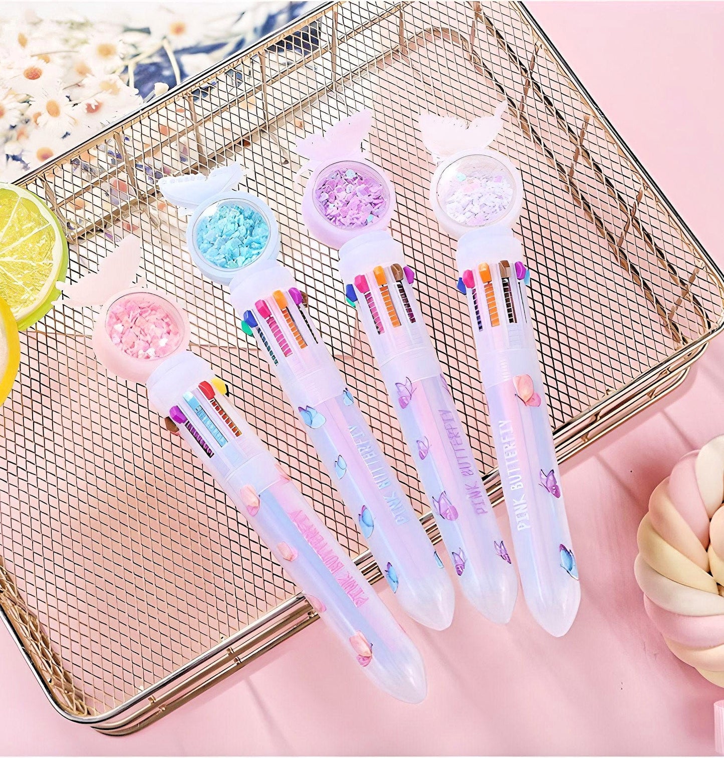Butterfly Pen | Multi Color Pens 10- in-1 | Stationery Gift | Kawaii Stationery| Cute Pens | Novelty Pen | Gifts for friends| Gifts for kids