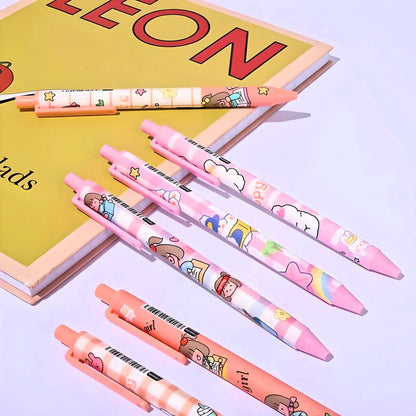 2Pcs Cute Kawaii Pen | Cute Pens| Kawaii Kitsch 0.5mm black gel ink clicker pen | Cute School Supplies |Novelty Office Stationery | Pen duo