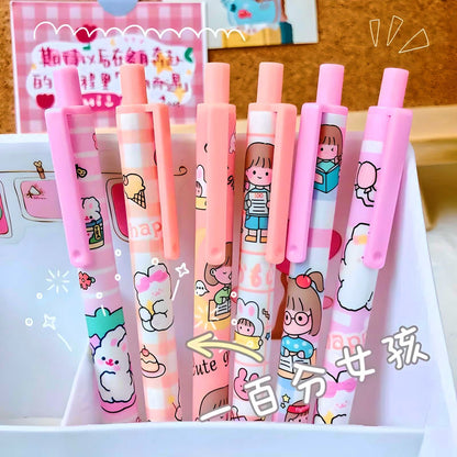 2Pcs Cute Kawaii Pen | Cute Pens| Kawaii Kitsch 0.5mm black gel ink clicker pen | Cute School Supplies |Novelty Office Stationery | Pen duo