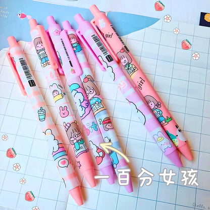 2Pcs Cute Kawaii Pen | Cute Pens| Kawaii Kitsch 0.5mm black gel ink clicker pen | Cute School Supplies |Novelty Office Stationery | Pen duo