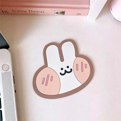 Kawaii Coaster, Creative Mini Cute Rabbit Water Coaster Silicone Cute Cartoon Table Mat