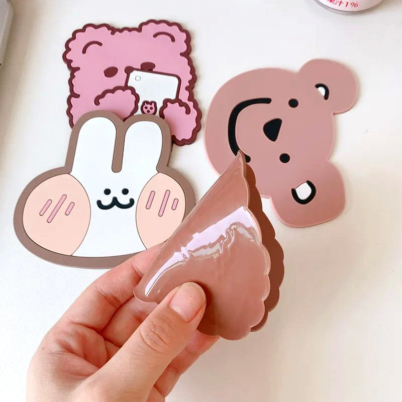 Kawaii Coaster, Creative Mini Cute Rabbit Water Coaster Silicone Cute Cartoon Table Mat