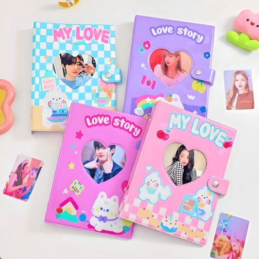 Large Kawaii Photo Binder, Photocard Holder, Cute Collection Book, Kpop Idol Postcard Cute Photo Album, A5 Korean Stationery, Polaroid Album