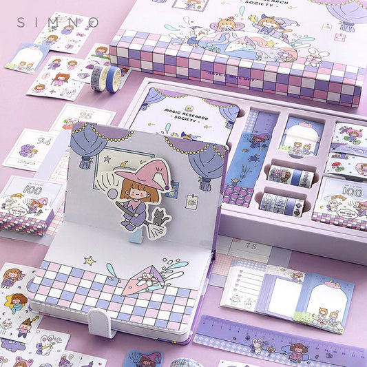 187 Pcs Novelty Gift for Kids, Birthday Gift for girls, Cute Gift, Kawaii Diary, Cute Journal Supplies, Scrapbooking Journal Kit, Washi Tape