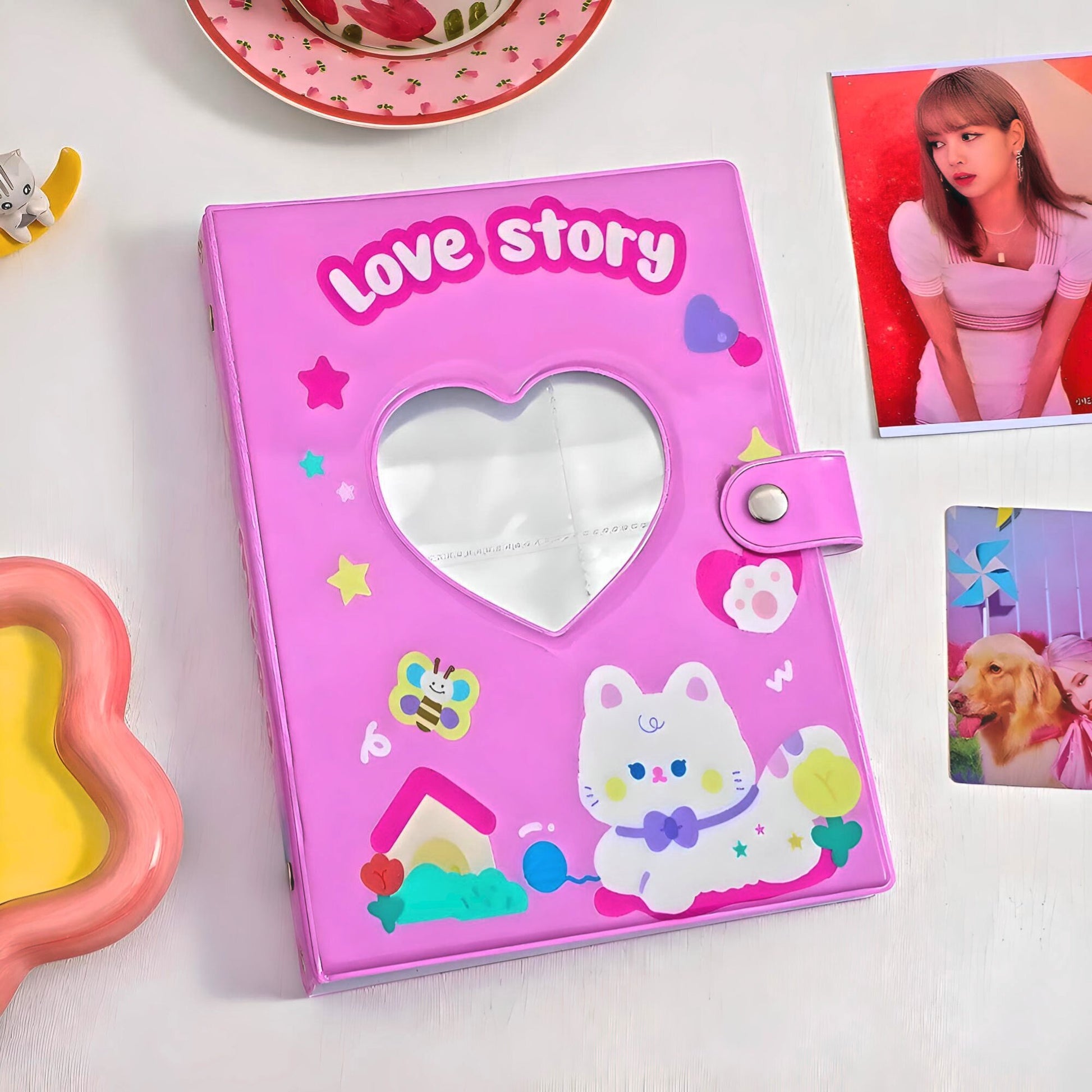 Large Kawaii Photo Binder, Photocard Holder, Cute Collection Book, Kpop Idol Postcard Cute Photo Album, A5 Korean Stationery, Polaroid Album