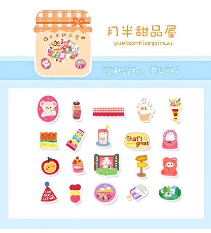 40Pcs Kawaii Stickers, Box Candy Shop Stickers, PVC Cute Journal Stickers, DIY Decorative Stickers, Scrapbooking, Stocking Fillers for Kids