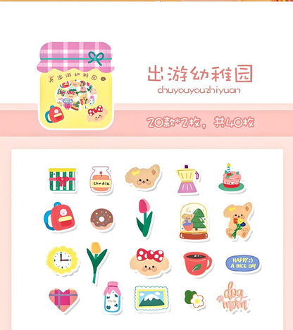 40Pcs Kawaii Stickers, Box Candy Shop Stickers, PVC Cute Journal Stickers, DIY Decorative Stickers, Scrapbooking, Stocking Fillers for Kids