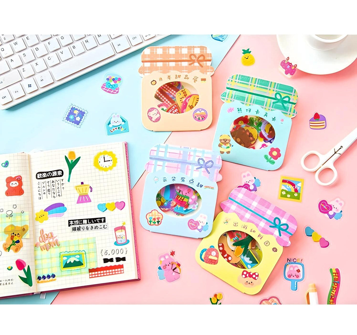 40Pcs Kawaii Stickers, Box Candy Shop Stickers, PVC Cute Journal Stickers, DIY Decorative Stickers, Scrapbooking, Stocking Fillers for Kids