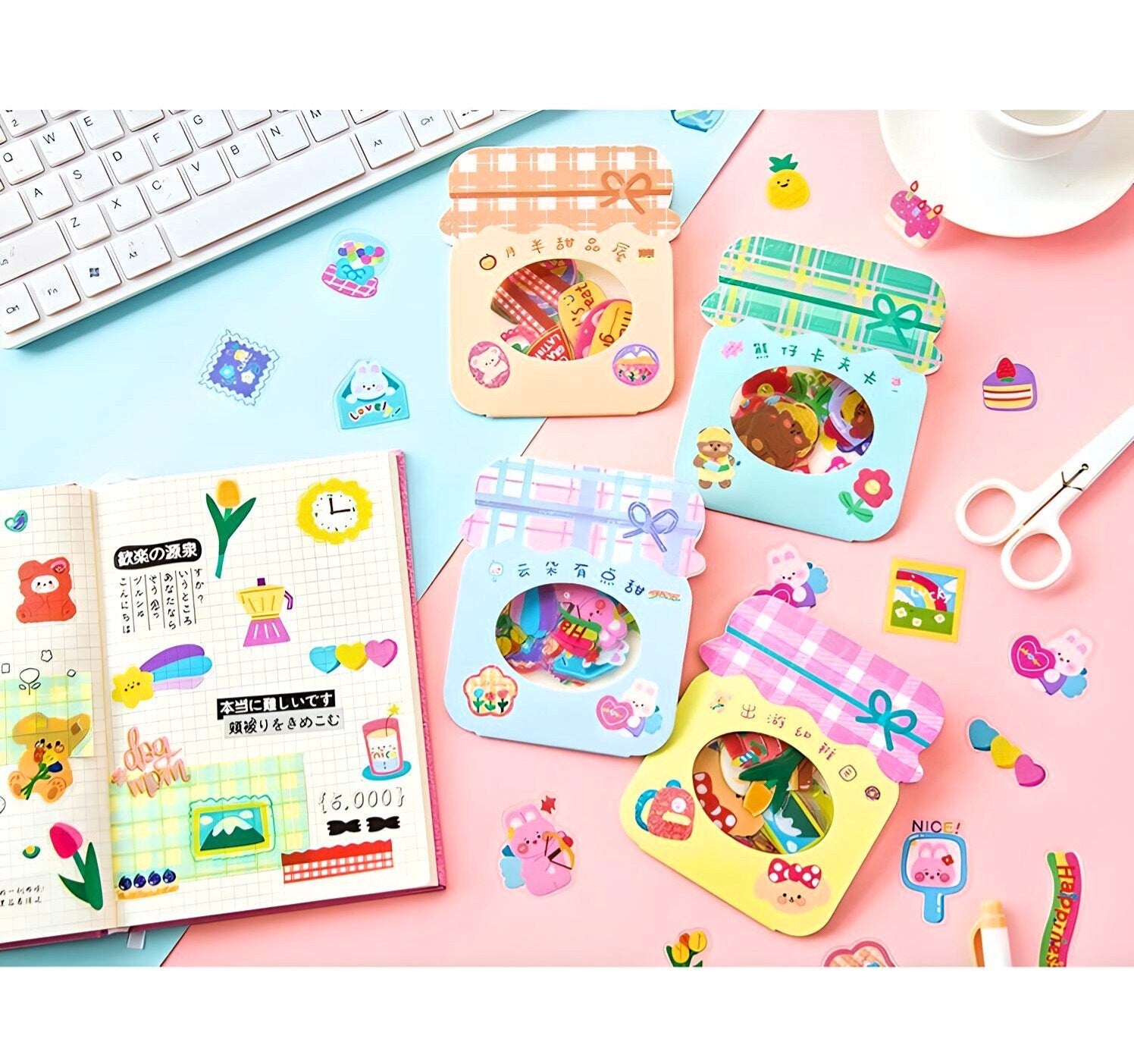 40Pcs Kawaii Stickers, Box Candy Shop Stickers, PVC Cute Journal Stickers, DIY Decorative Stickers, Scrapbooking, Stocking Fillers for Kids