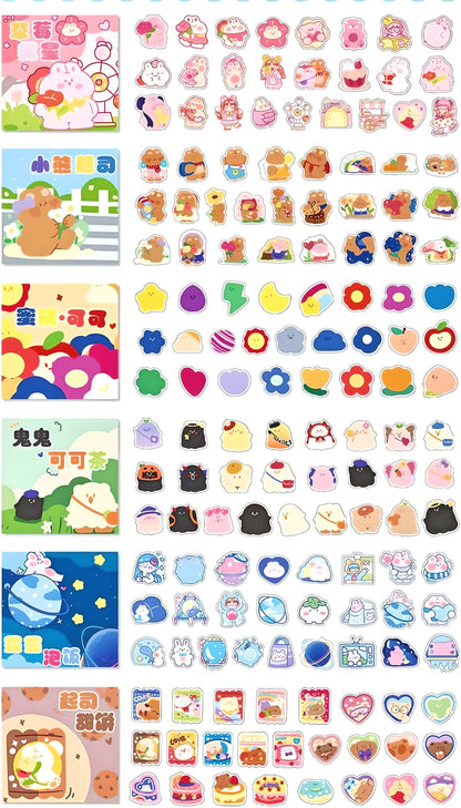300 Pcs Kawaii Stickers, Cute Stickers for Journal, Stickers for Scrapbook, DIY Crafts, Animal Stickers, Journal Supplies, Cute Gifts for Ki
