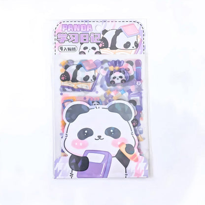 Kawaii Stickers Sheet Set for Bullet Journal Scrapbooking DIY Diary Planner Waterproof Sticker Sheet, Kawaii Panda Sticker Highlighter Decal
