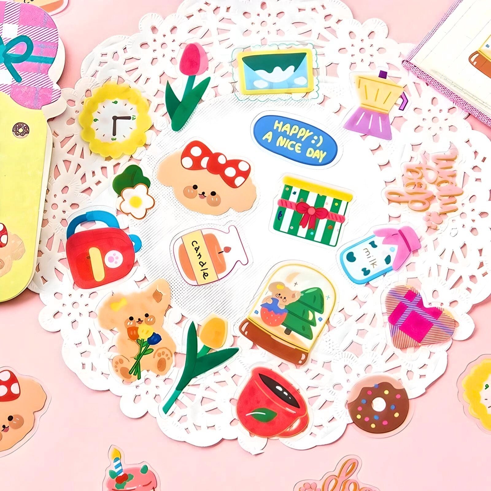 40Pcs Kawaii Stickers, Box Candy Shop Stickers, PVC Cute Journal Stickers, DIY Decorative Stickers, Scrapbooking, Stocking Fillers for Kids
