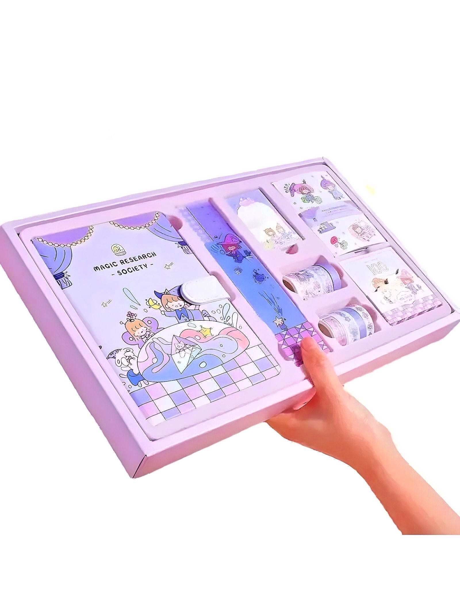 187 Pcs Novelty Gift for Kids, Birthday Gift for girls, Cute Gift, Kawaii Diary, Cute Journal Supplies, Scrapbooking Journal Kit, Washi Tape