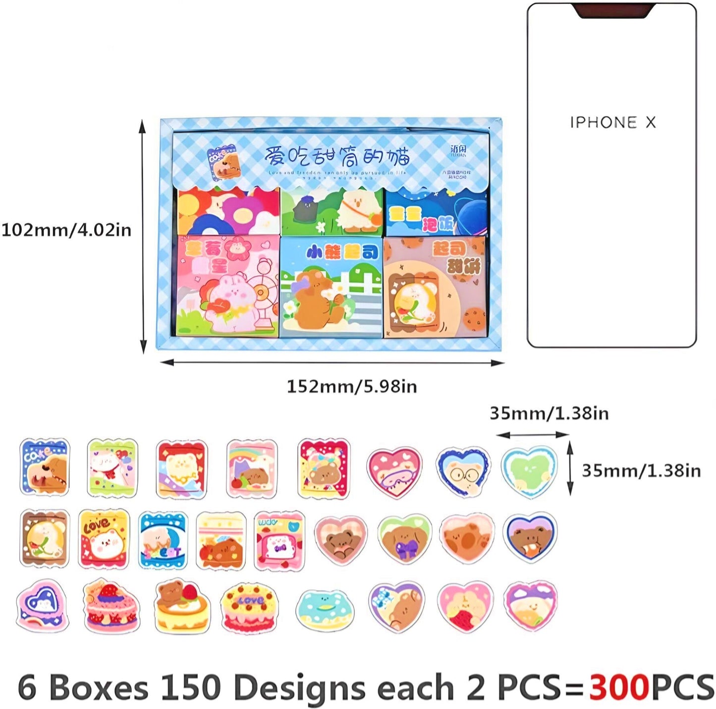 300 Pcs Kawaii Stickers, Cute Stickers for Journal, Stickers for Scrapbook, DIY Crafts, Animal Stickers, Journal Supplies, Cute Gifts for Ki