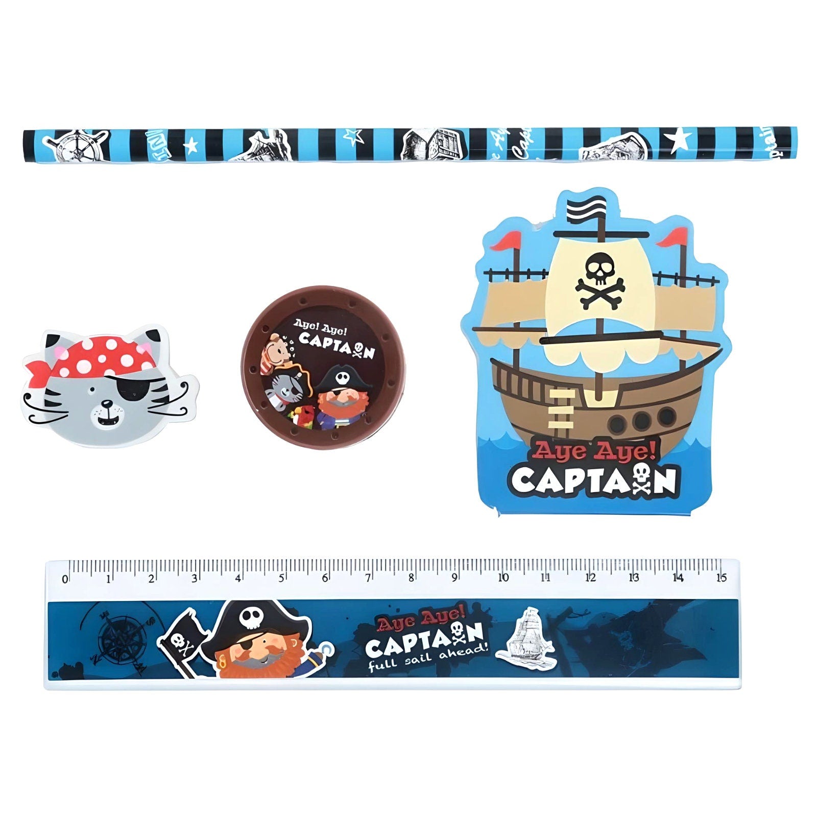 5Pcs Stationery Set for Boys, Pirate Stationery Set, Cute Stationery for Boys, Boys Birthday gift for him, Stocking Stuffer, Kawaii for boys