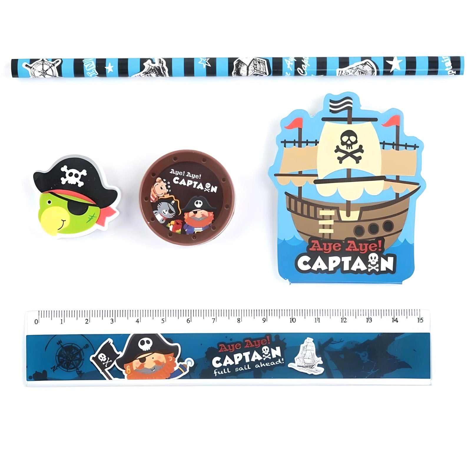 5Pcs Stationery Set for Boys, Pirate Stationery Set, Cute Stationery for Boys, Boys Birthday gift for him, Stocking Stuffer, Kawaii for boys