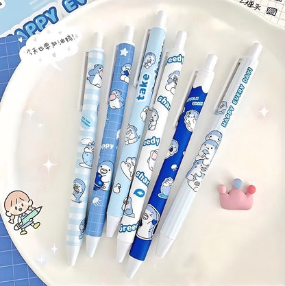 2Pcs Cute Baby Shark Pen| Cute Stationery |Kawaii Kitsch |0.5mm black gel ink clicker Kawaii pen | School Supplies Office Stationery Pen duo
