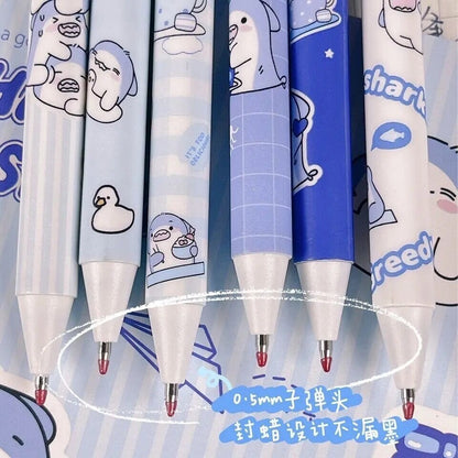 2Pcs Cute Baby Shark Pen| Cute Stationery |Kawaii Kitsch |0.5mm black gel ink clicker Kawaii pen | School Supplies Office Stationery Pen duo
