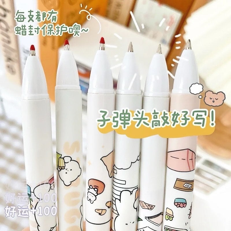 SALE 12 Pcs Kawaii Bear Pen Set, Cute Stationery, Cute Gel Pens, Neutral Pen 0.5mm blue gel Erasable pen School Supplies, Student Stationery