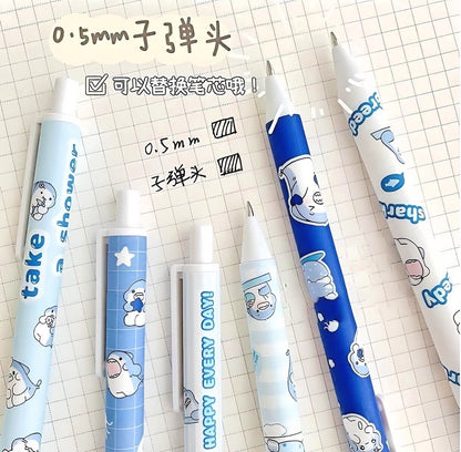 2Pcs Cute Baby Shark Pen| Cute Stationery |Kawaii Kitsch |0.5mm black gel ink clicker Kawaii pen | School Supplies Office Stationery Pen duo
