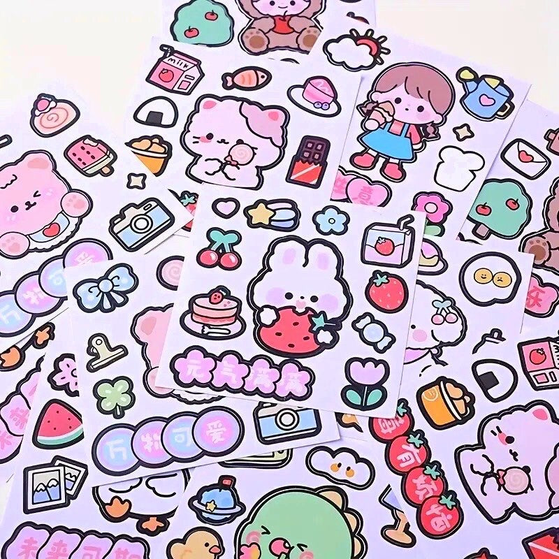 Kawaii Stickers Sheet for Bullet Journal Scrapbooking DIY Diary Planner Korean stationary Bunny Stickers Animal Stickers Highlighter