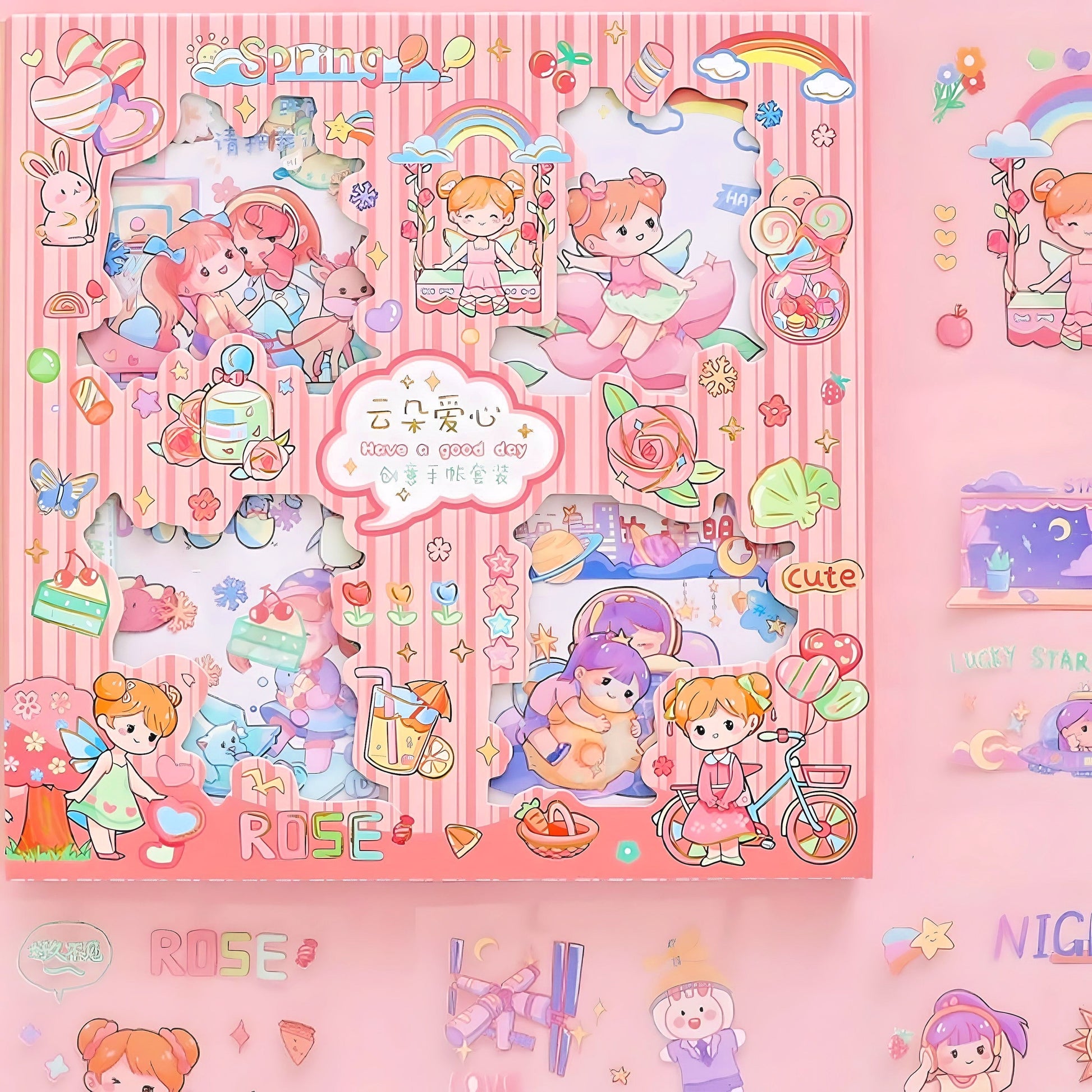 Cute Stickers Set 32 Pcs for Journal Scrapbook Stickers Decal Waterproof Stickers for Diary and Crafts