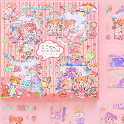 Cute Stickers Set 32 Pcs for Journal Scrapbook Stickers Decal Waterproof Stickers for Diary and Crafts