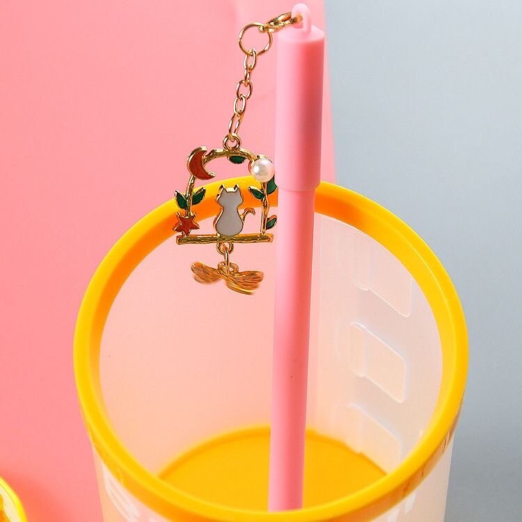 Cute Gel Pen | Dragonfly Cat Pendant Pen| Creative Pens| Cute School Supplies| Office Stationery