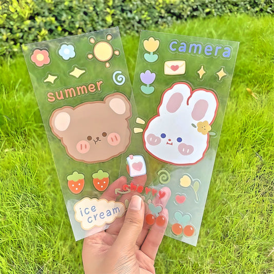 Set of 4 Cute Sticker Sheets, Kawaii Stickers Set, Journal Supplies, Stickers for Scrapbooking, Waterproof Sticker Sheet, Animal Stickers
