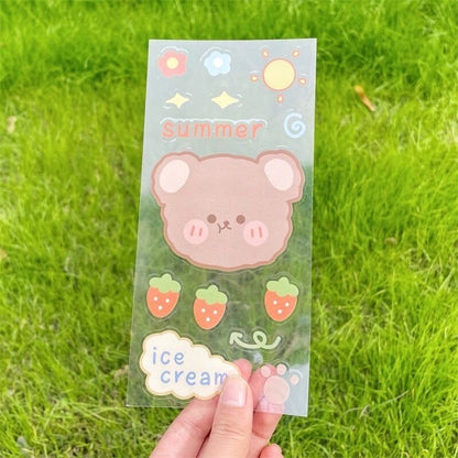 Set of 4 Cute Sticker Sheets, Kawaii Stickers Set, Journal Supplies, Stickers for Scrapbooking, Waterproof Sticker Sheet, Animal Stickers