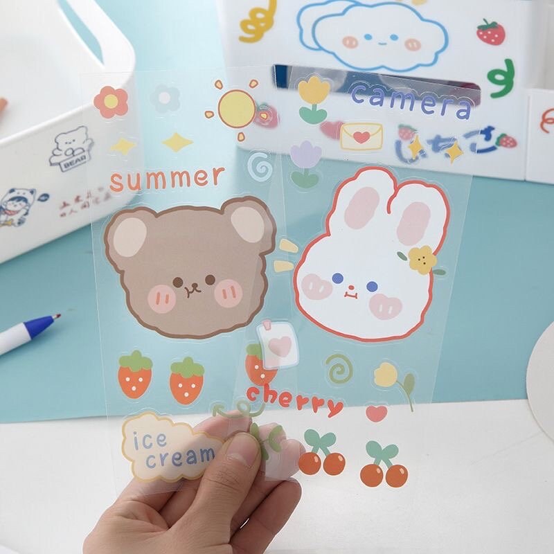 Set of 4 Cute Sticker Sheets, Kawaii Stickers Set, Journal Supplies, Stickers for Scrapbooking, Waterproof Sticker Sheet, Animal Stickers