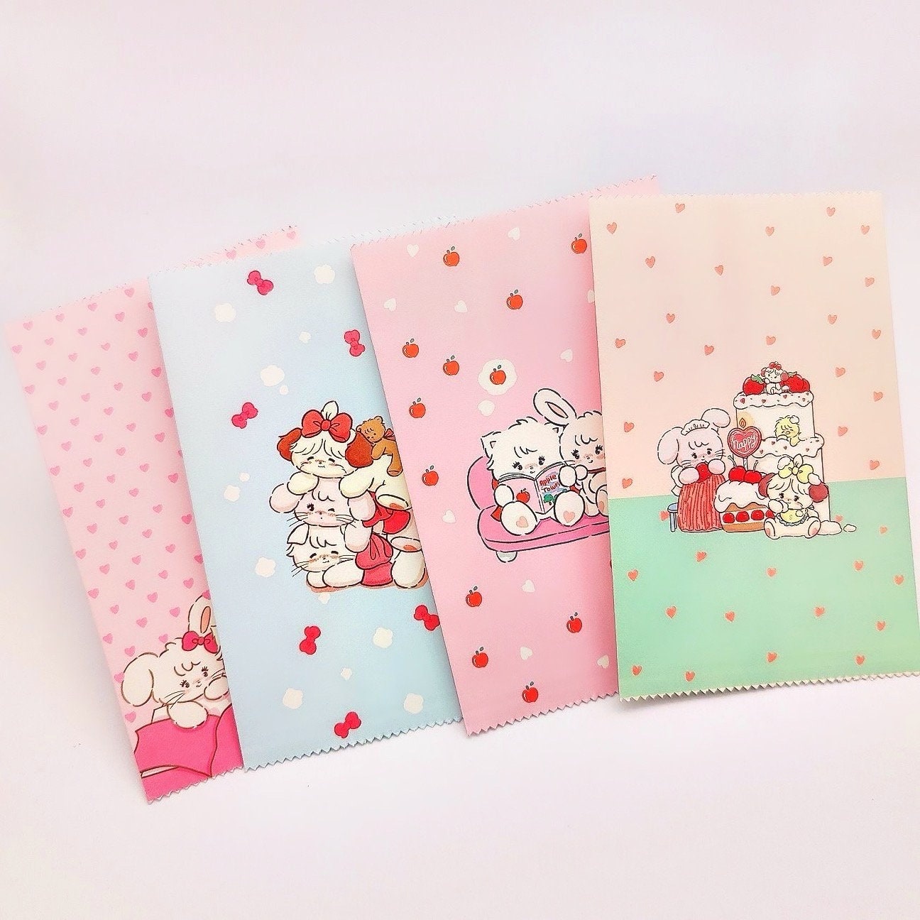 4Pcs Cute Kawaii Paper Sweet Favour Bags Buffet Gift Shop, Party Bags, Cartoon Kraft Paper Bag