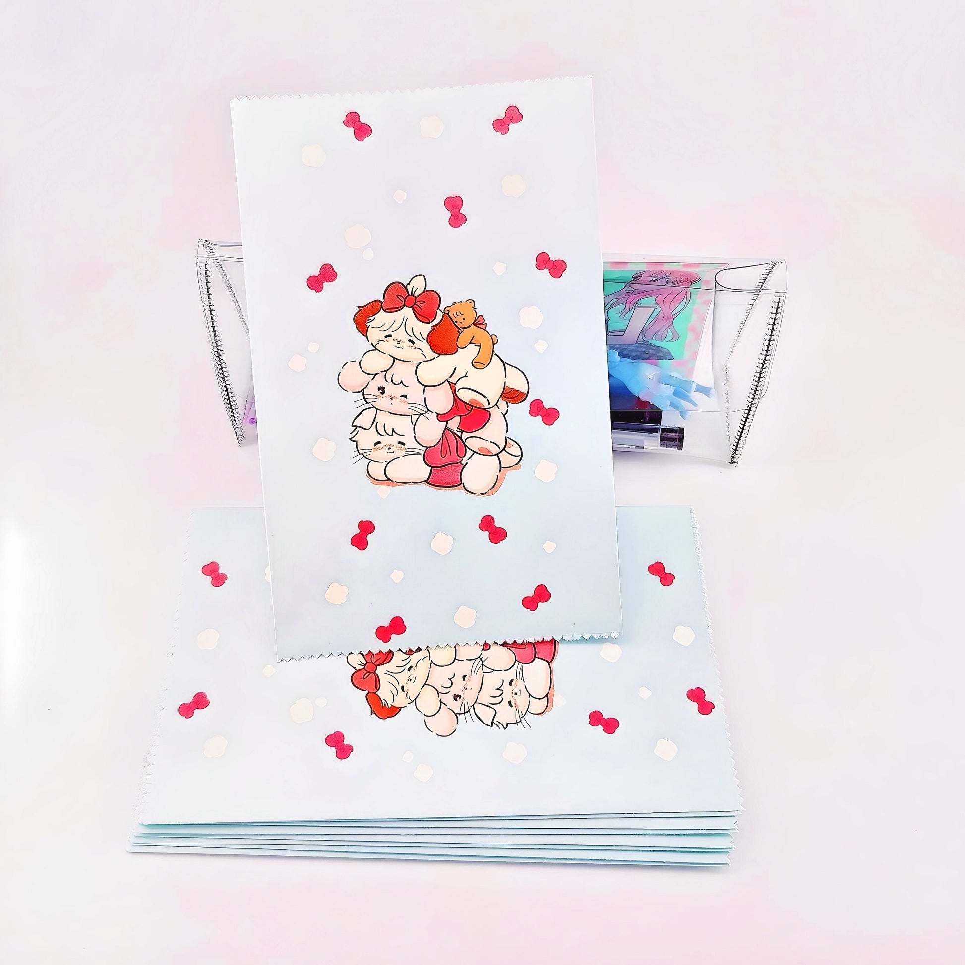 4Pcs Cute Kawaii Paper Sweet Favour Bags Buffet Gift Shop, Party Bags, Cartoon Kraft Paper Bag