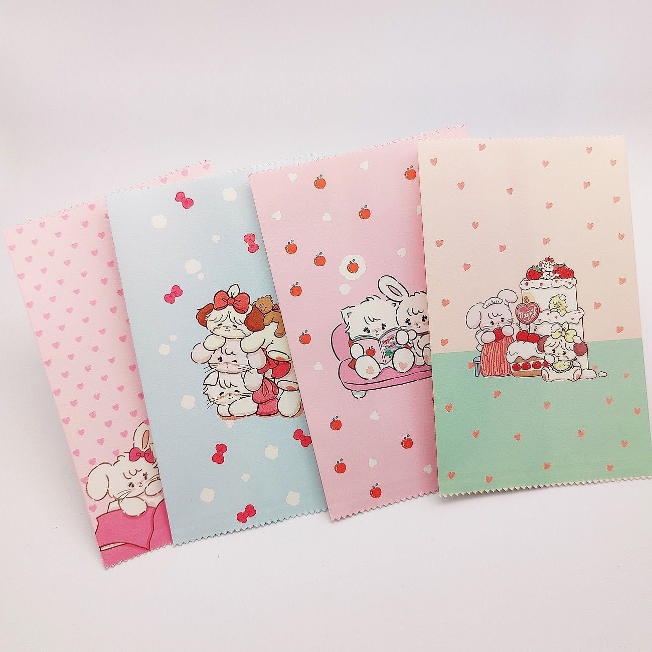4Pcs Cute Kawaii Paper Sweet Favour Bags Buffet Gift Shop, Party Bags, Cartoon Kraft Paper Bag