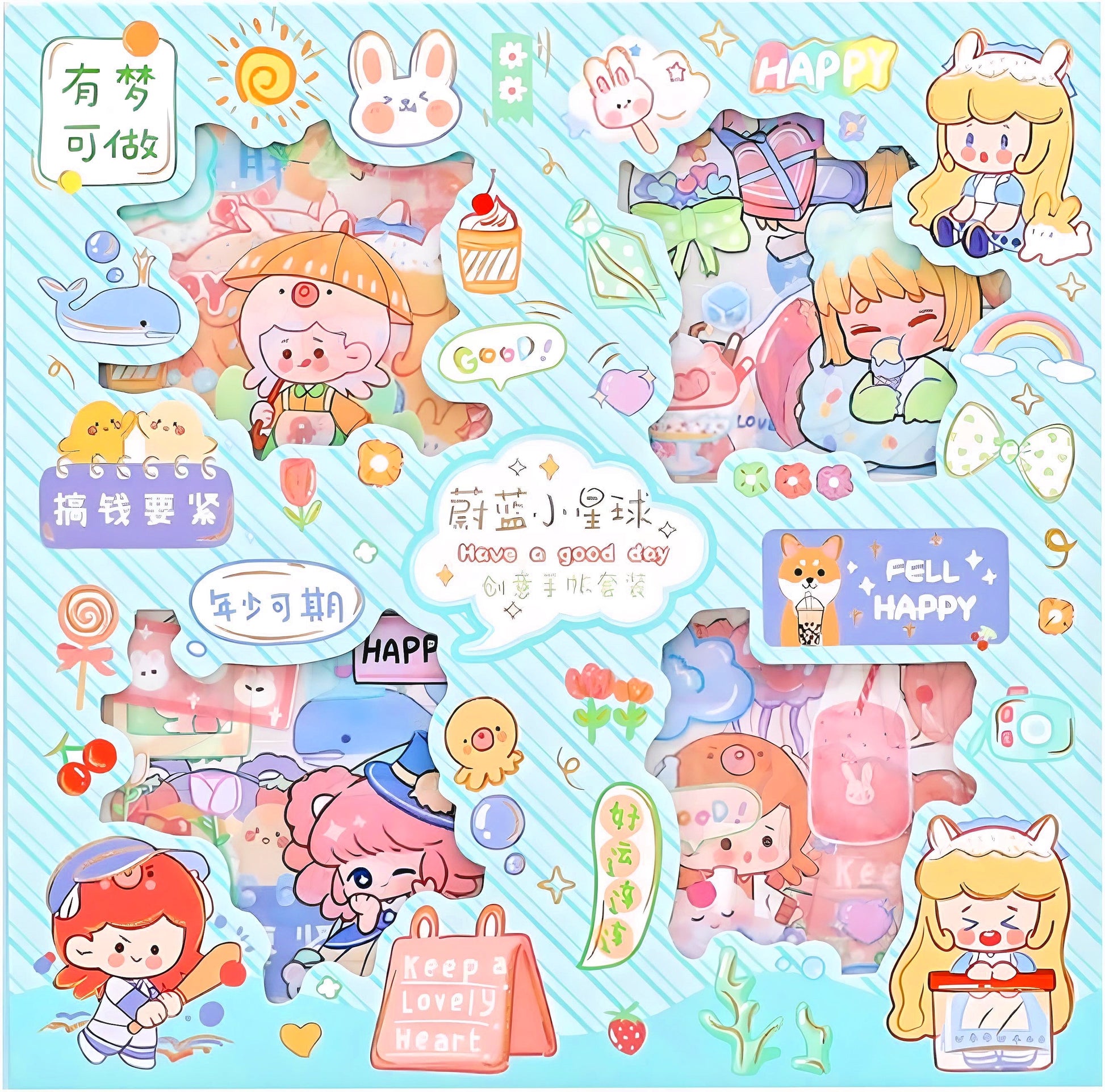 Cute Stickers Set 32 Pcs for Journal Scrapbook Stickers Decal Waterproof Stickers for Diary and Crafts