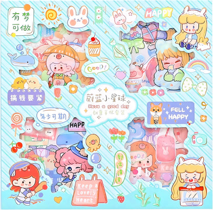 Cute Stickers Set 32 Pcs for Journal Scrapbook Stickers Decal Waterproof Stickers for Diary and Crafts