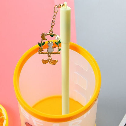 Cute Gel Pen | Dragonfly Cat Pendant Pen| Creative Pens| Cute School Supplies| Office Stationery