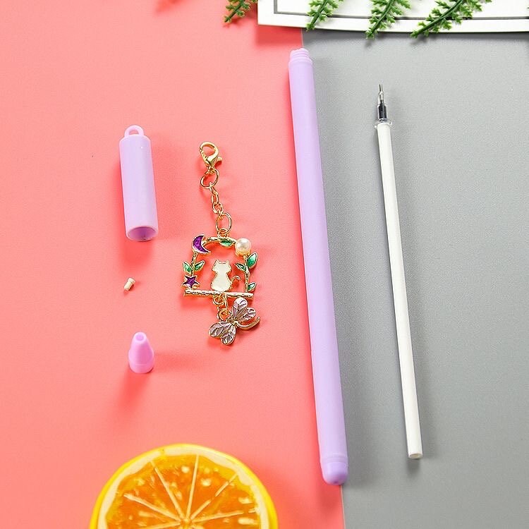 Cute Gel Pen | Dragonfly Cat Pendant Pen| Creative Pens| Cute School Supplies| Office Stationery