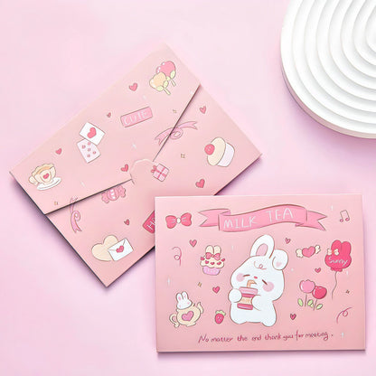 Cute Postcards Set of 4 Cute Kids Greeting Cards Students DIY Bouquet Message Blessing Cards Gift Envelopes Kawaii Stationery for School