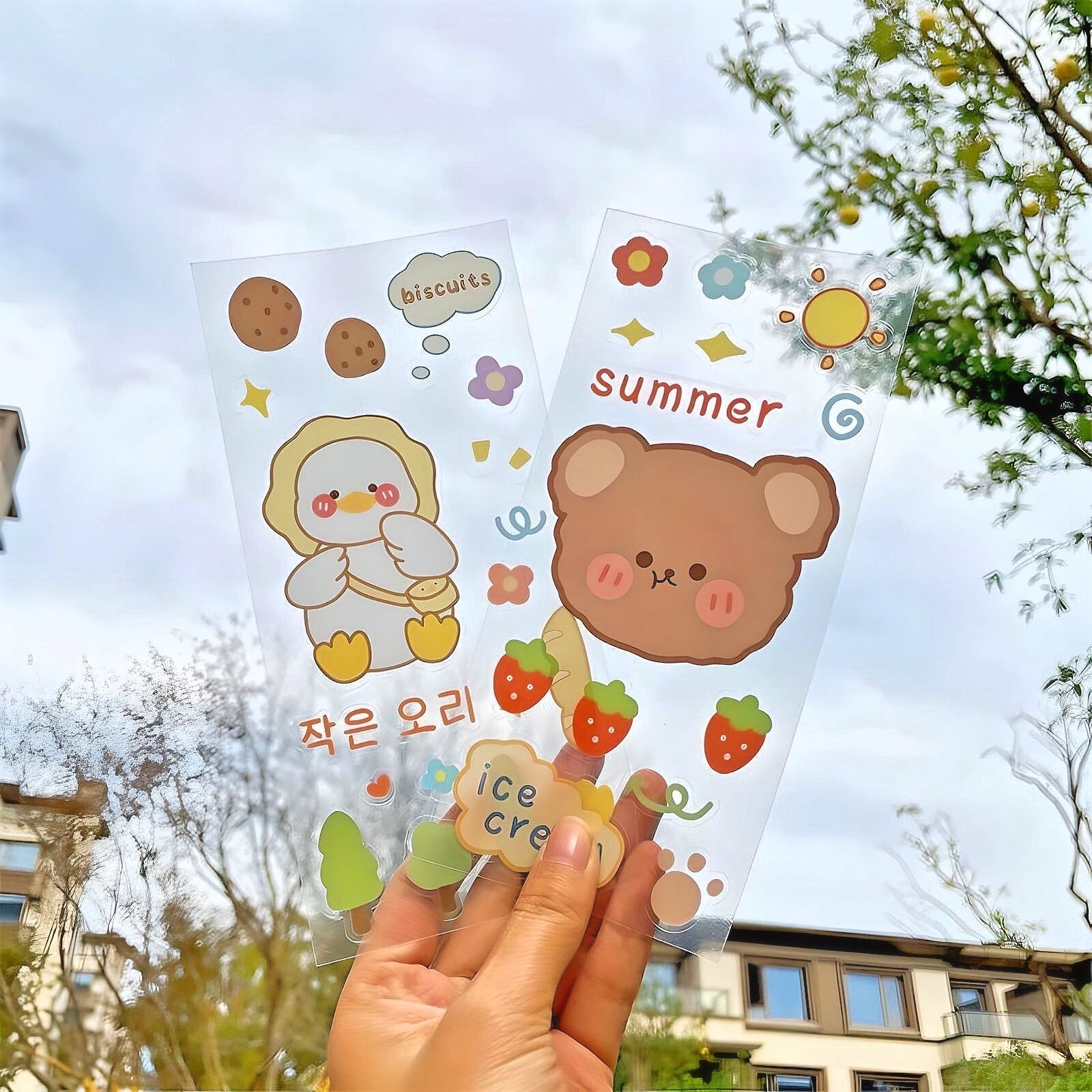 Set of 4 Cute Sticker Sheets, Kawaii Stickers Set, Journal Supplies, Stickers for Scrapbooking, Waterproof Sticker Sheet, Animal Stickers