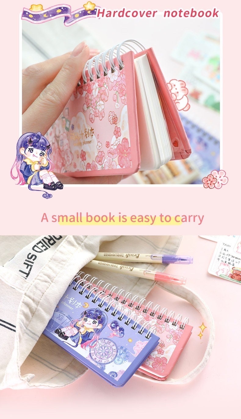 Pink Stationery Planner for Kids, Cute Weekly Planner, Gifts for Kids, Cute Notebooks, Kawaii Diary, Cute Journal Supplies, Kawaii Notebooks